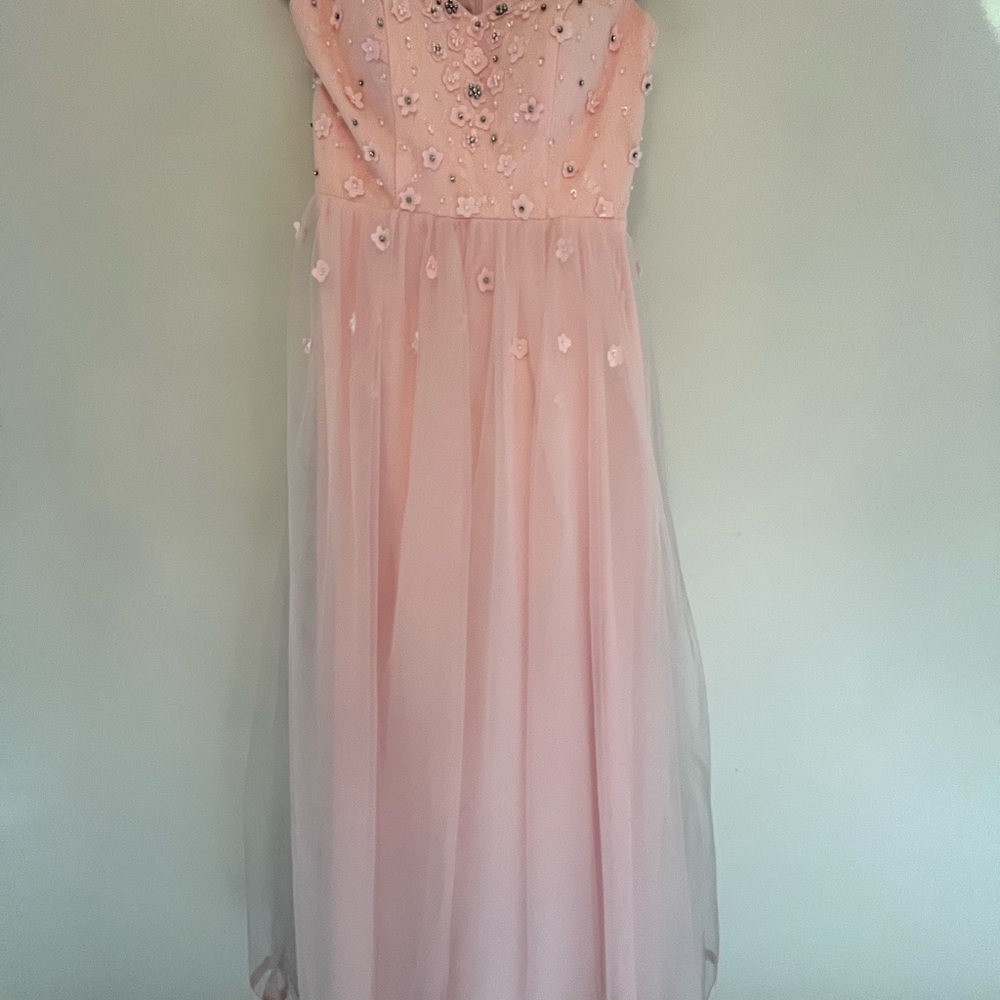 Elegant Pink Floral Prom Dress